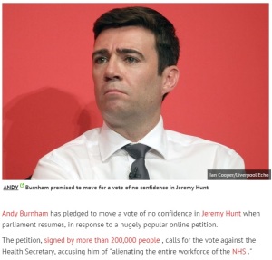 Mirror is first national newspaper to talk about petition for vote of No Confidence in Jeremy Hunt,